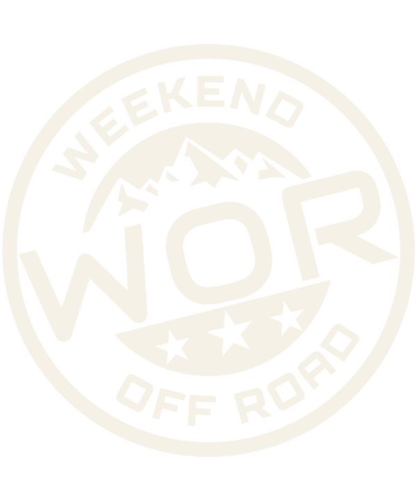 Weekend Offroad WOR logo featuring mountains and stars in a circular design.