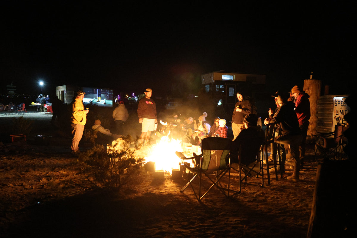 Campfire and movie night at a Weekend Offroad event